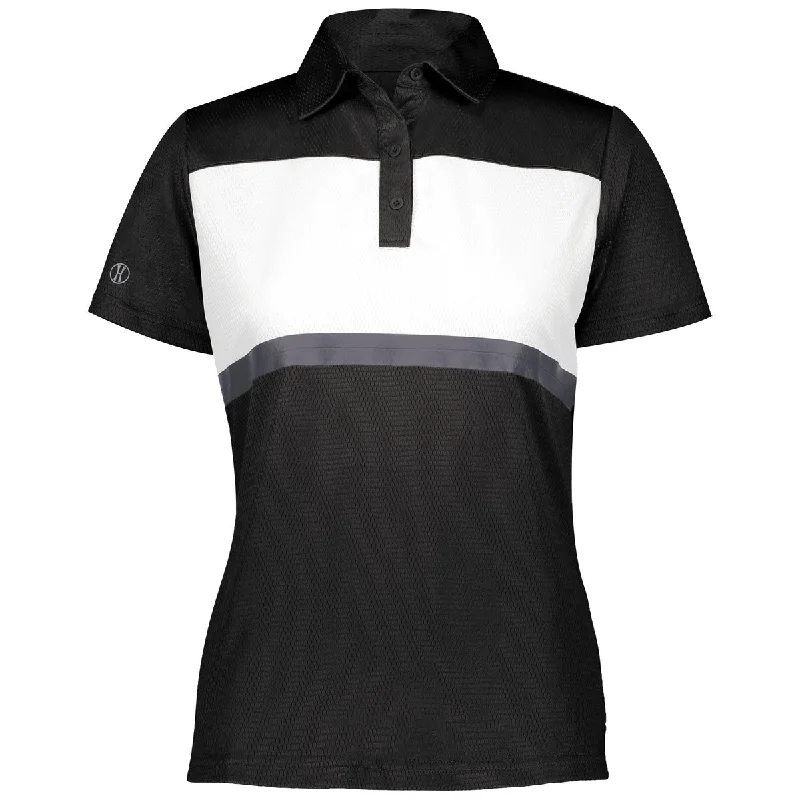 Holloway Women's Black/White Prism Bold Polo