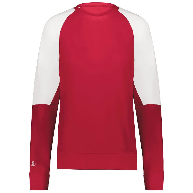 Holloway Women's Scarlet/White Momentum Team Fleece Crew