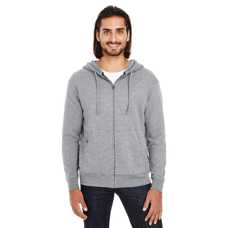 Threadfast Unisex Charcoal Heather Triblend French Terry Full-Zip