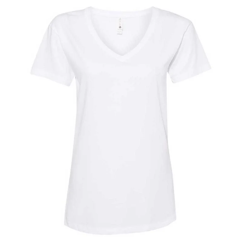 Next Level Women's White Fine Jersey Relaxed V T-Shirt