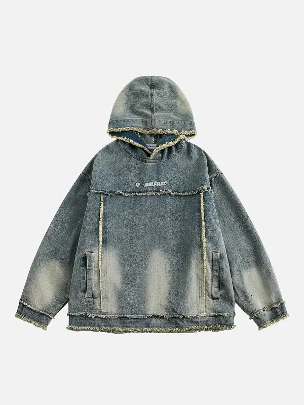 Aelfric Eden Fringe Denim Washed Hoodie