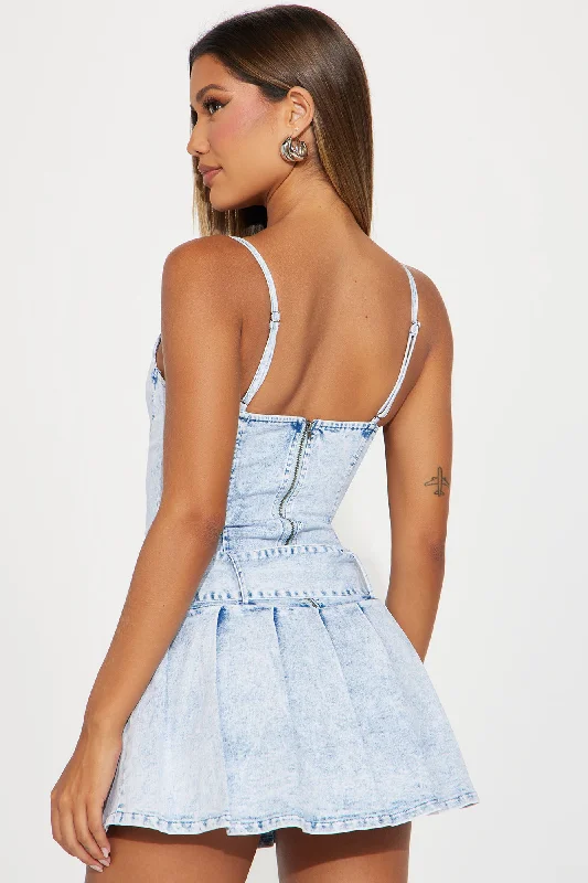 Alaia Denim Micro Mini Dress - Light Wash