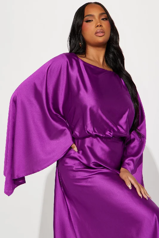 Angelina Satin Maxi Dress - Magenta