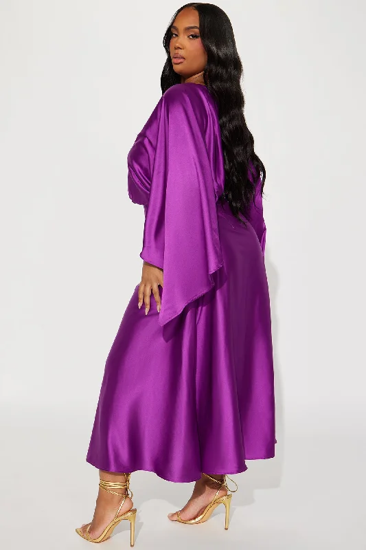 Angelina Satin Maxi Dress - Magenta