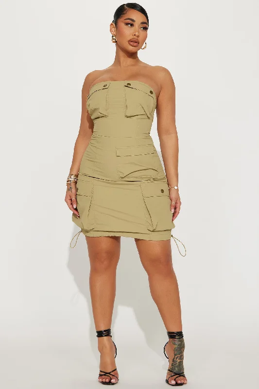 Arianna Cargo Mini Dress - Khaki