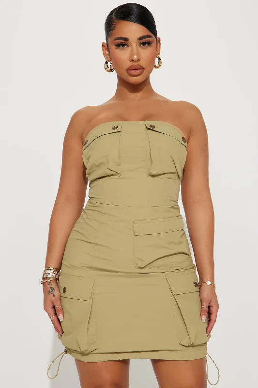 Arianna Cargo Mini Dress - Khaki