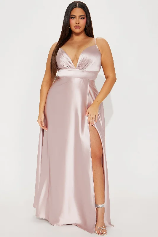 Ashlynn Satin Gown - Blush