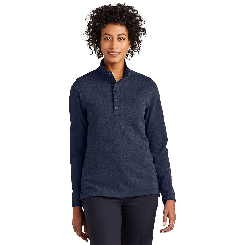 Brooks Brothers Women's Navy Blazer Heather Mid-Layer Stretch Half Zip