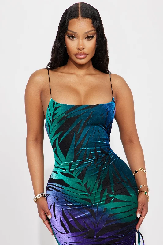 Bianca Mesh Maxi Dress - Green/combo