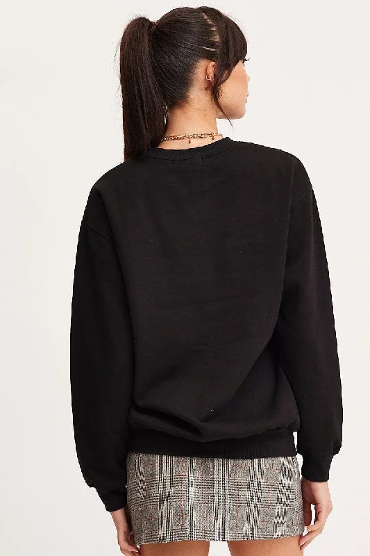 Black Graphic Sweater Embroided