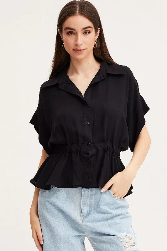 Black Shirt Top Short Sleeve