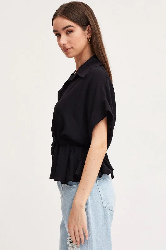 Black Shirt Top Short Sleeve