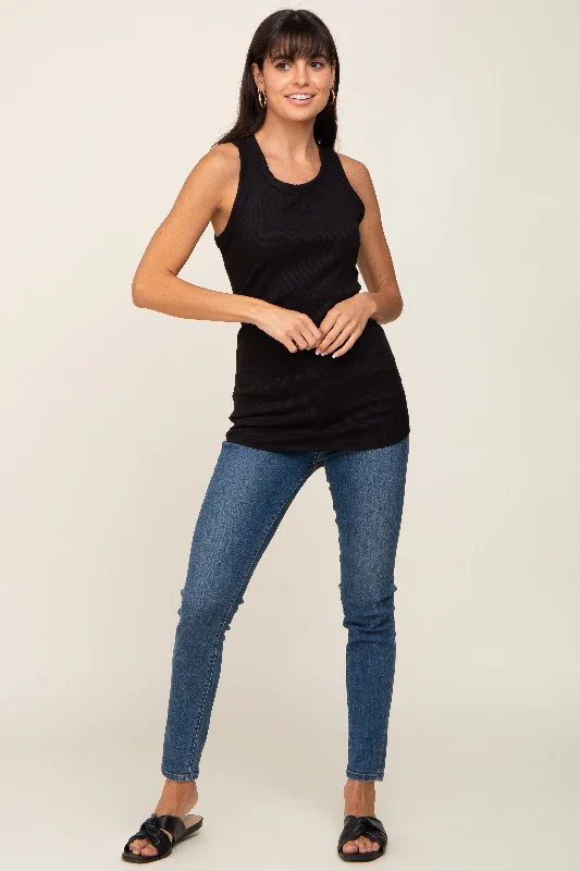 Black Sleeveless Ribbed Top