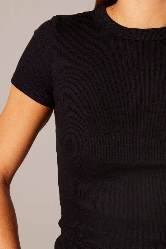 Black T Shirt Short Sleeve Crew Neck