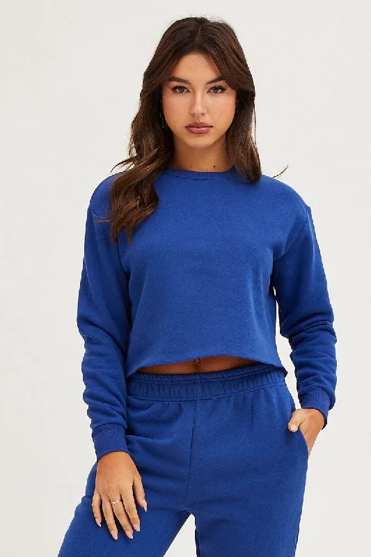 Blue Crop Sweat