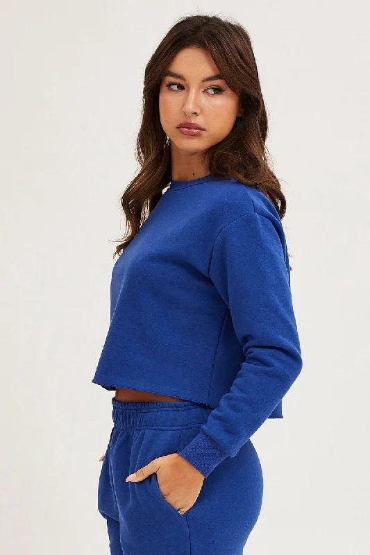 Blue Crop Sweat