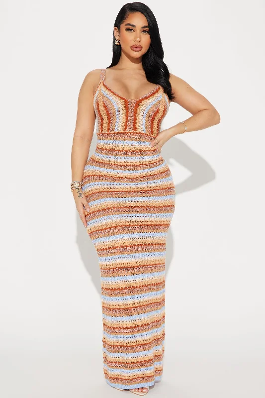 Bohemian Dream Crochet Maxi Dress - Brown/combo