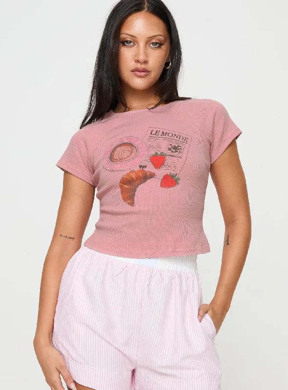 Breakfast Buffet Sleep Tee Pink