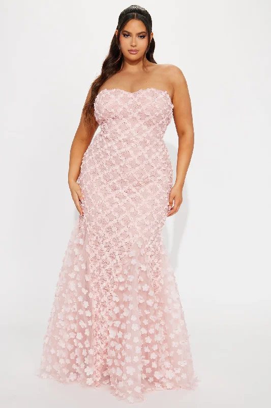 Carmen Floral Maxi Gown - Blush