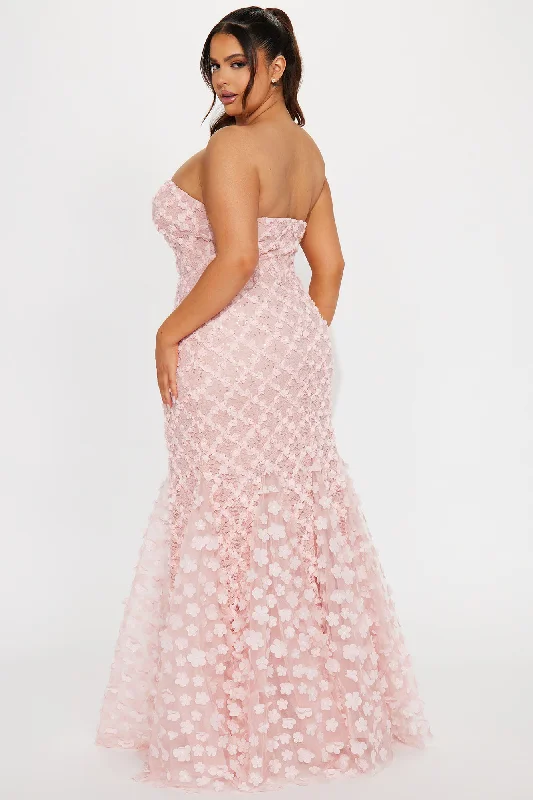 Carmen Floral Maxi Gown - Blush