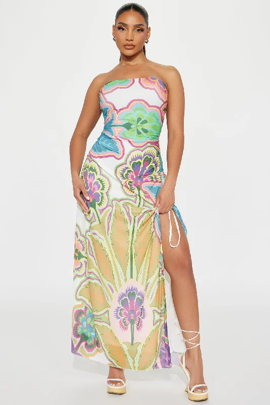 Cecilia Floral Mesh Maxi Dress - Multi Color