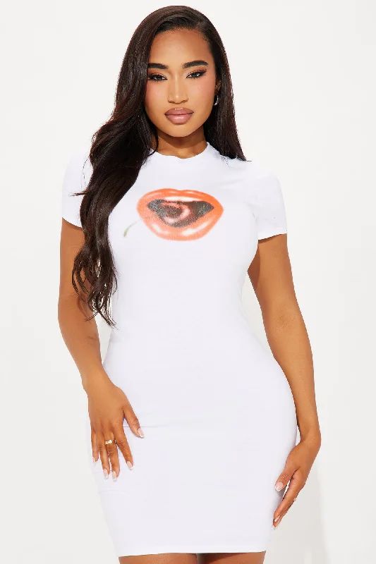 Cherry Bomb T-Shirt Mini Dress - White/combo