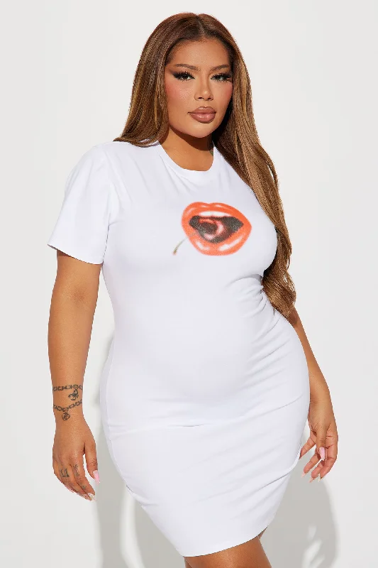 Cherry Bomb T-Shirt Mini Dress - White/combo