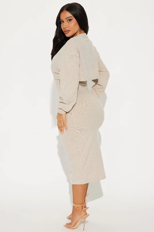 Cloud Nine Midi Dress Set - Taupe