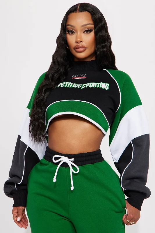 Competitive Edge Cropped Sweatshirt - Green/combo