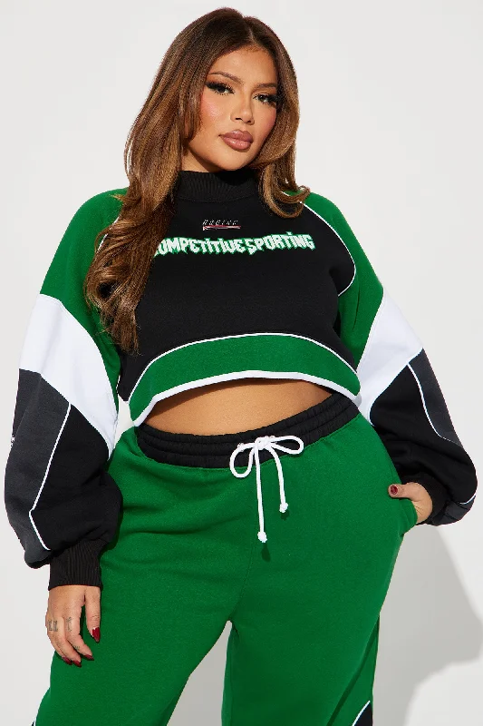 Competitive Edge Cropped Sweatshirt - Green/combo