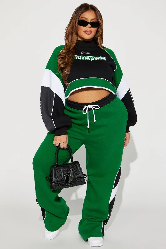 Competitive Edge Cropped Sweatshirt - Green/combo