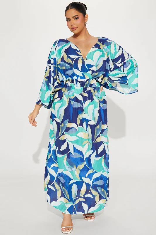 Costa Rica Chiffon Maxi Dress - Blue/combo