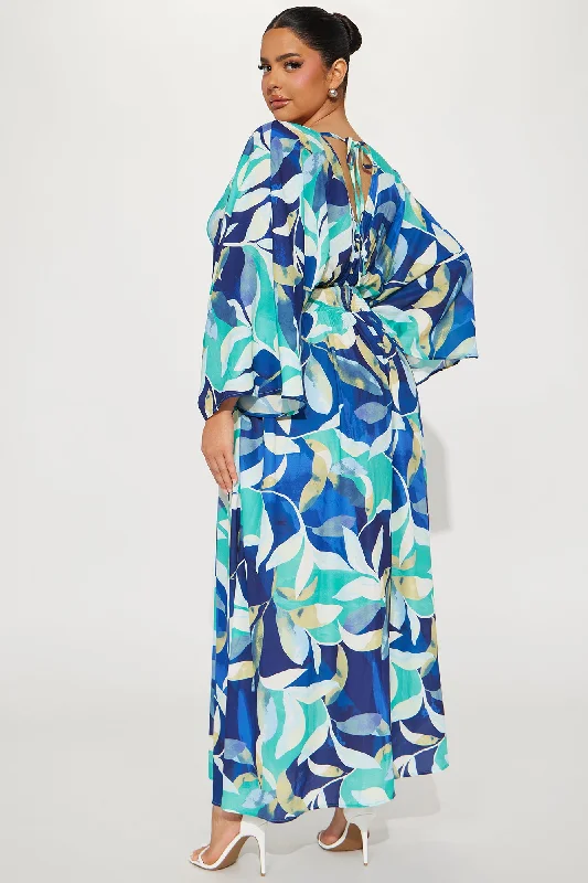 Costa Rica Chiffon Maxi Dress - Blue/combo