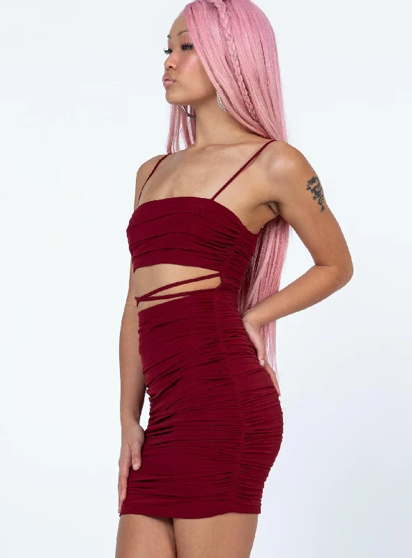 Courtney Mini Dress Burgundy