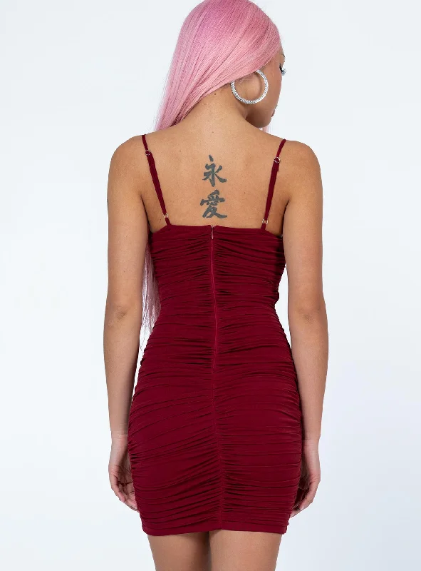 Courtney Mini Dress Burgundy