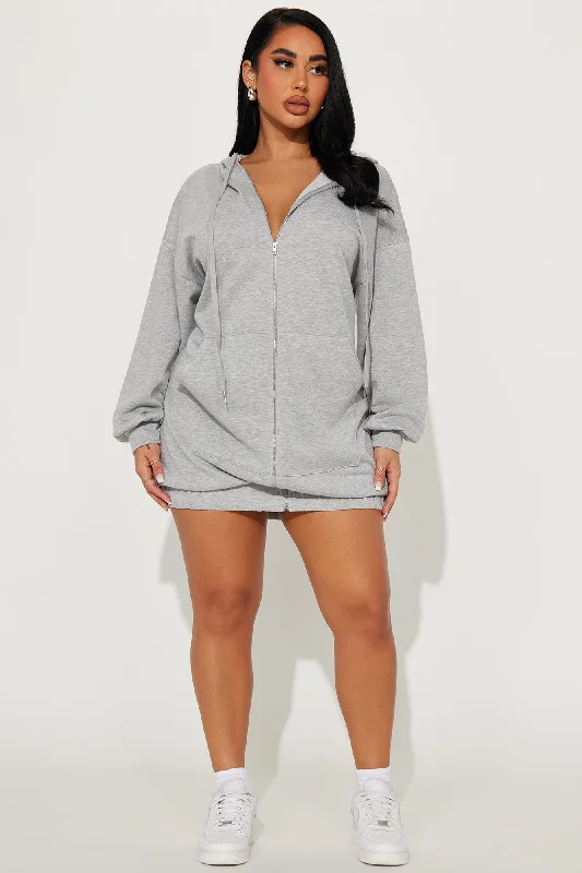 Cozy and Street Mini Dress - Heather Grey