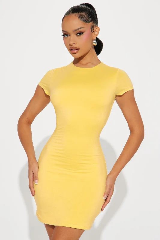 Daybreaker Double Lined Micro Mini Dress - Yellow