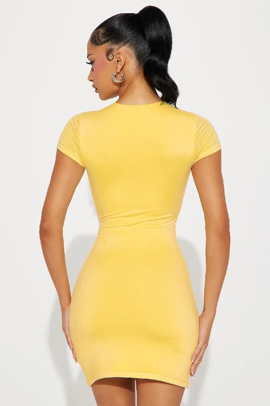 Daybreaker Double Lined Micro Mini Dress - Yellow