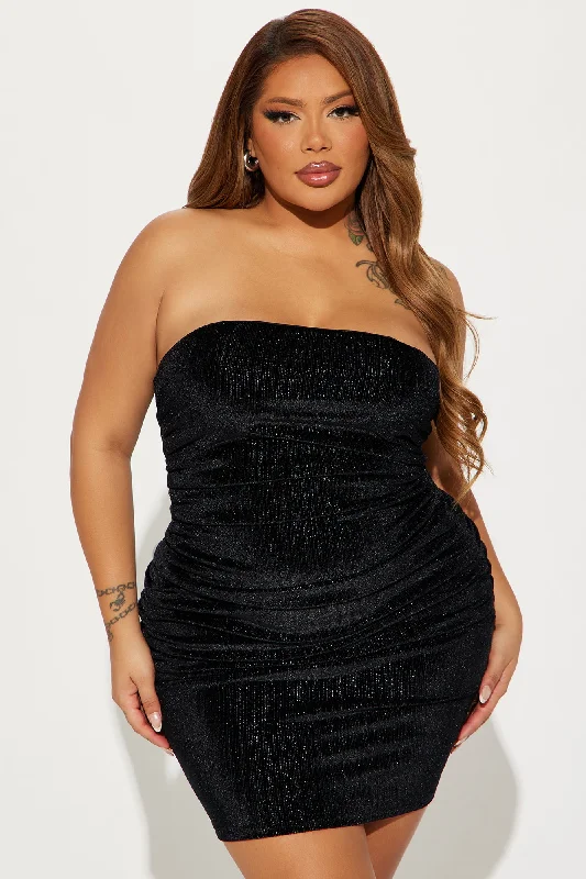 Dazzling Diamond Velvet Mini Dress - Black