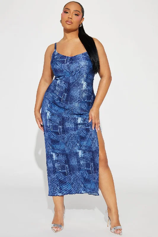 Denim Dreams Maxi Dress - Blue/combo