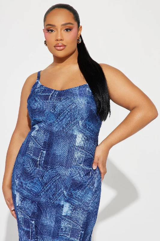 Denim Dreams Maxi Dress - Blue/combo