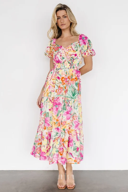 Denzel Puff Sleeve Midi Dress | Multi Floral