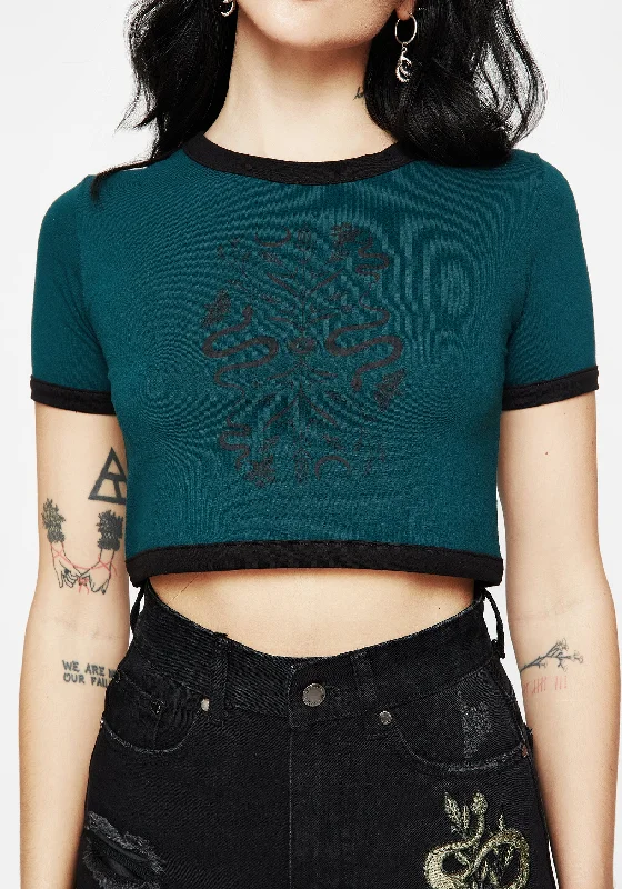 Dominion Snake Print Crop Baby Tee