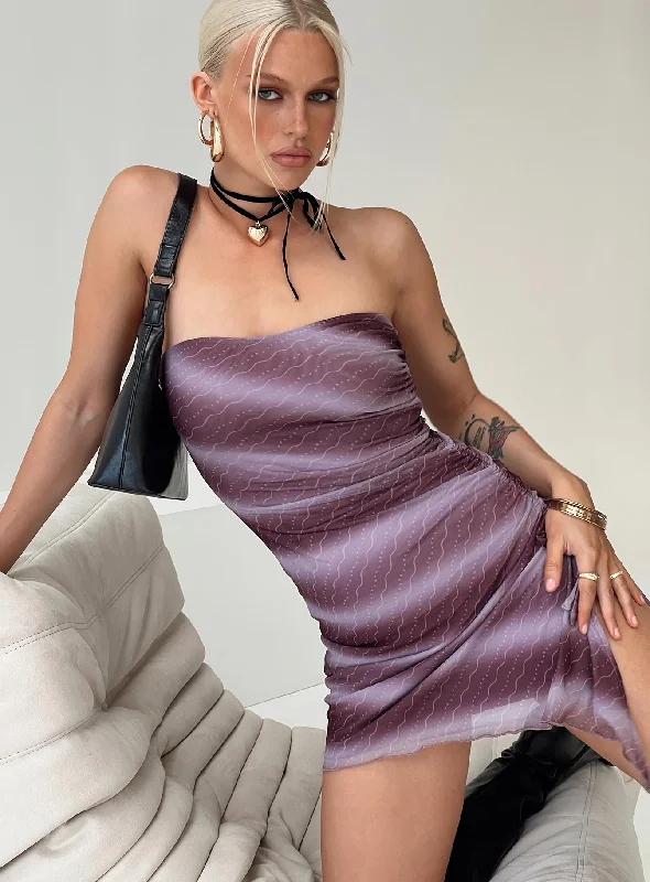 Donelli Mini Dress Purple Stripe