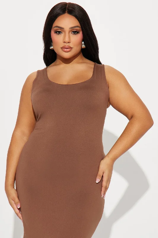 Double Scoop Midi Dress 11- Chestnut