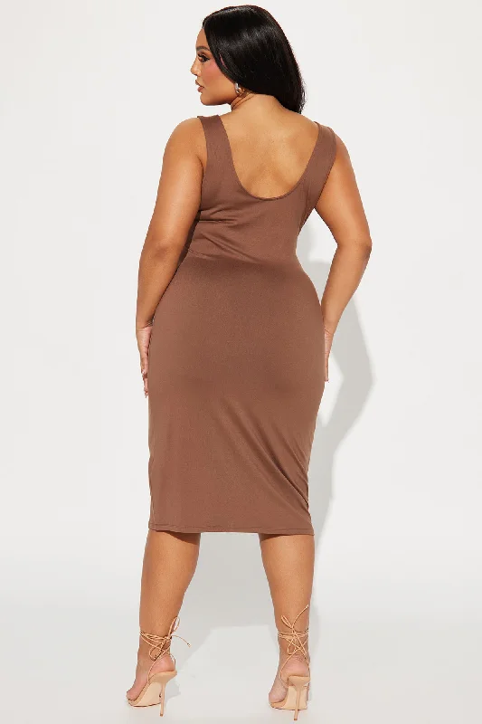 Double Scoop Midi Dress 11- Chestnut