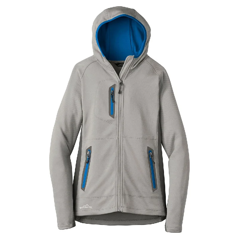 Eddie Bauer Women's Grey Cloud/Grey Steel/Expedition Blue Sport Hooded Full-Zip Fleece Jacket