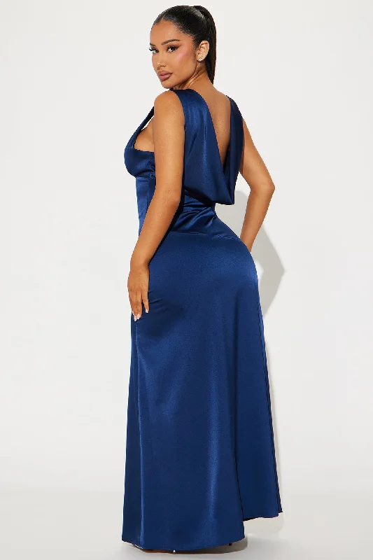 Emilia Satin Maxi Dress - Navy