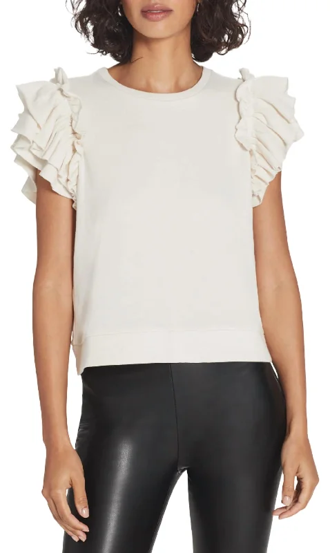 Flutter Sleeve Sweatshirt In Ivory