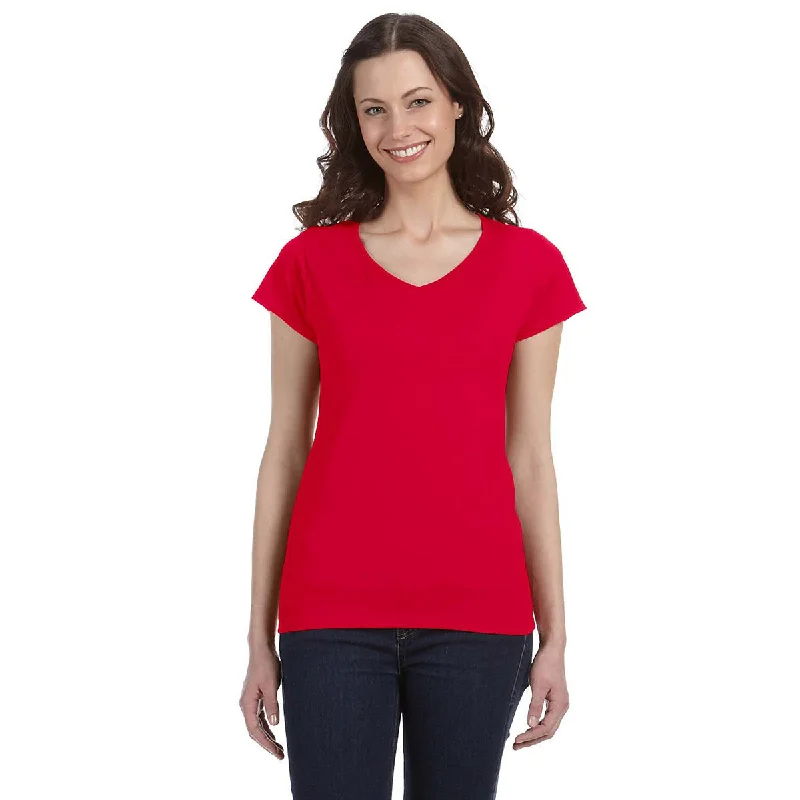 Gildan Women's Cherry Red SoftStyle 4.5 oz. Fitted V-Neck T-Shirt